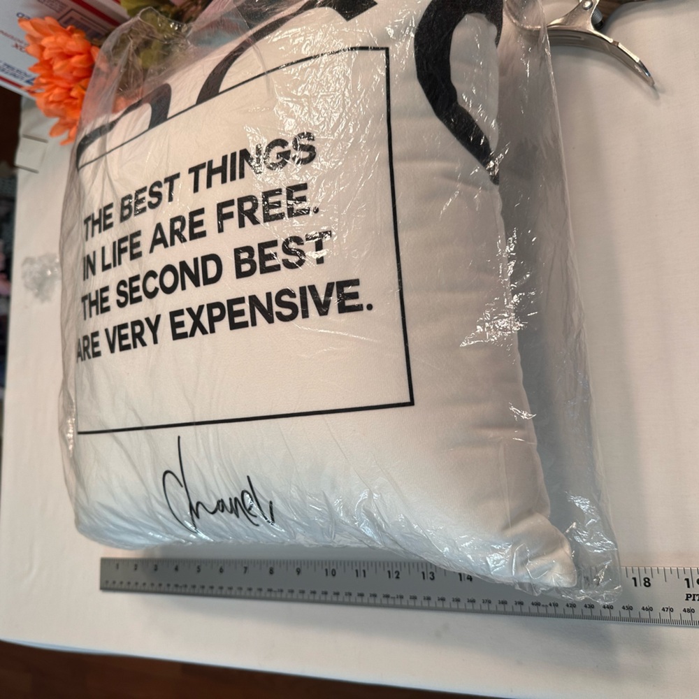 16x16 White Pillow Home Decor with Coco Chanel Quote New in Bag - Picture 6 of 6